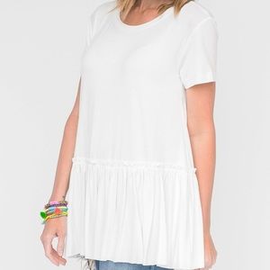 Ivory relaxed ruffle tee plus size